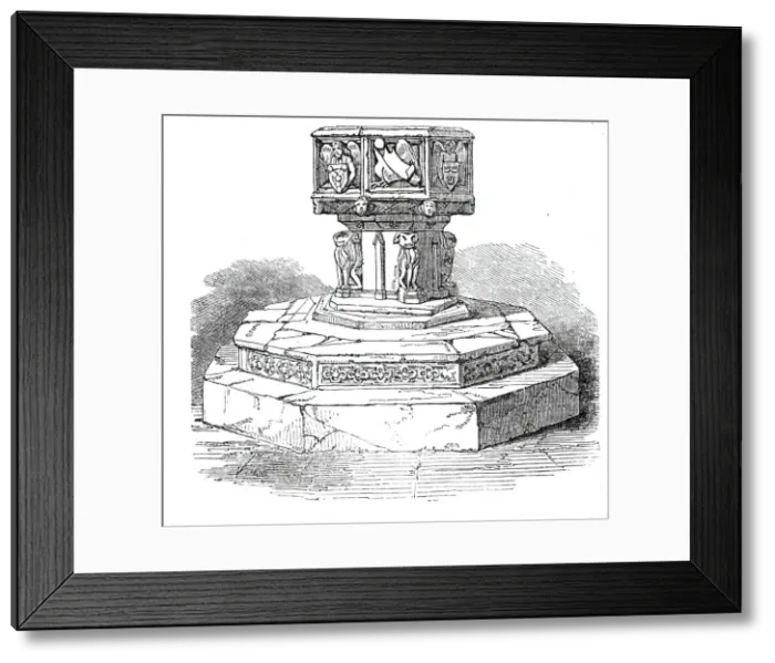 Framed Print : Font in Caistor Church, Norfolk, 1845. Creator: Unknown Framed Print : Font in Caistor Church, Norfolk, 1845. Creator: Unknown