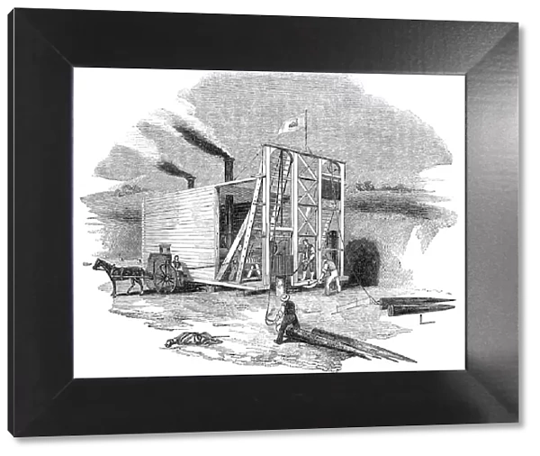 Patent American steam pile-driving engine, 1844. Creator: Unknown