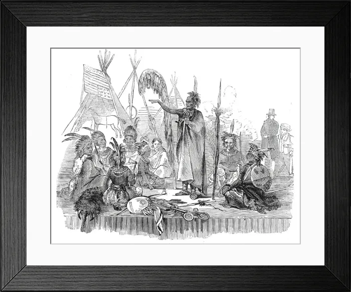 Framed Print : Encampment of Ioway Indians, Lords Cricket Ground - the Welcome Speech, 1844 Framed Print : Encampment of Ioway Indians, Lords Cricket Ground - the Welcome Speech, 1844