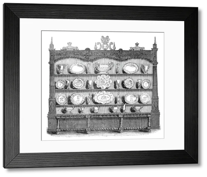 Framed Print : Buffet of plate, Banqueting Hall, Burghley, 1844. Creator: Unknown Framed Print : Buffet of plate, Banqueting Hall, Burghley, 1844. Creator: Unknown