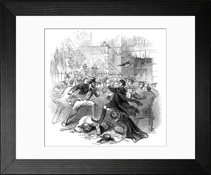 Framed Print : Gown and Town Row, at Oxford, 1845. Creator: Unknown Framed Print : Gown and Town Row, at Oxford, 1845. Creator: Unknown