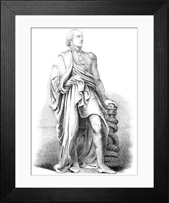 Framed Print : Colossal statue of Lord Collingwood, at Newcastle-upon-Tyne, 1845. Creator: Unknown Framed Print : Colossal statue of Lord Collingwood, at Newcastle-upon-Tyne, 1845. Creator: Unknown