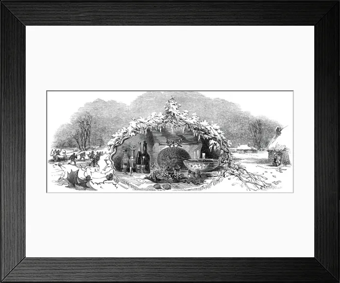 Framed Print : An English Christmas Home!, 1845. Creator: Ebenezer Landells Framed Print : An English Christmas Home!, 1845. Creator: Ebenezer Landells