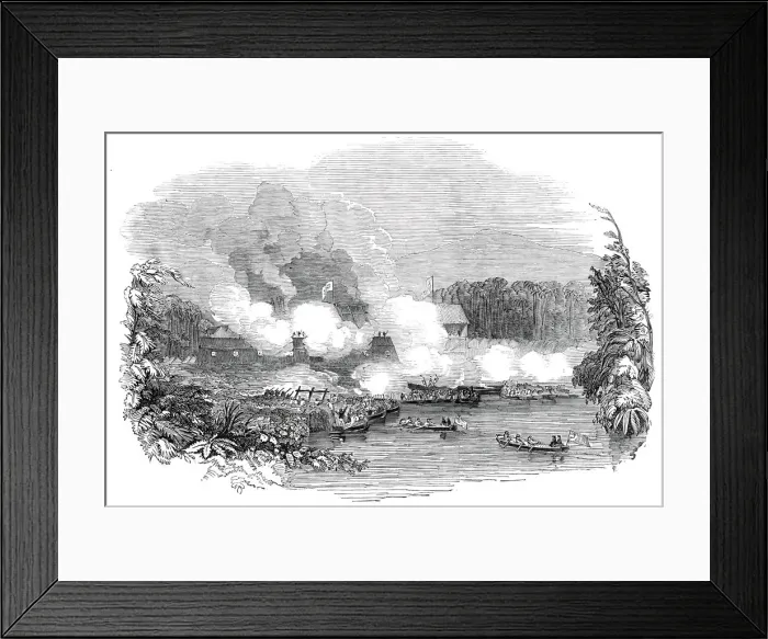 Framed Print : The British Admirals attack on the Borneo pirates, 1845. Creator: Unknown Framed Print : The British Admirals attack on the Borneo pirates, 1845. Creator: Unknown