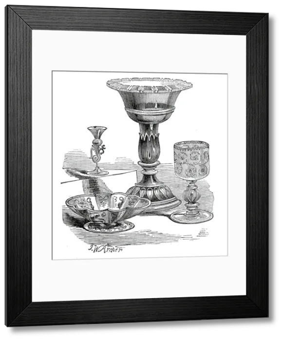 Framed Print : Rare Venetian glass, 1845. Creator: John Wykeham Archer Framed Print : Rare Venetian glass, 1845. Creator: John Wykeham Archer
