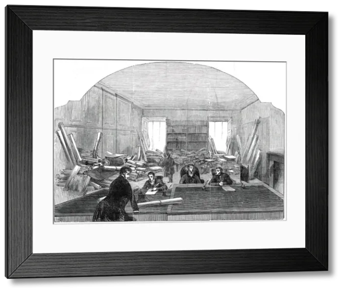 Framed Print : Railway Room, Office of the Board of Trade, 1845. Creator: Unknown Framed Print : Railway Room, Office of the Board of Trade, 1845. Creator: Unknown