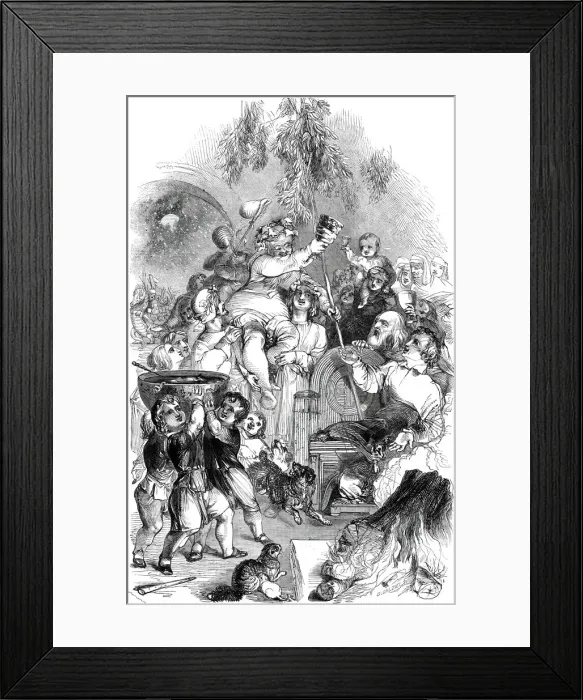 Framed Print : Bringing in Christmas - drawn by William Harvey, 1845. Creator: George Dalziel Framed Print : Bringing in Christmas - drawn by William Harvey, 1845. Creator: George Dalziel