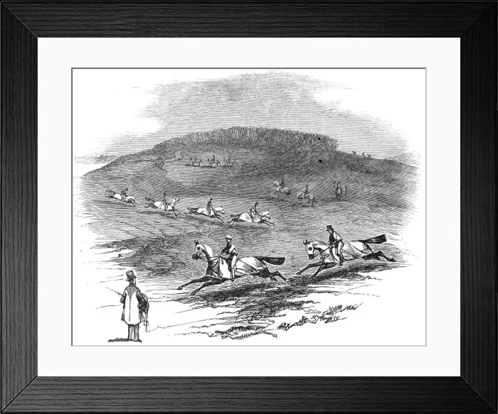 Framed Print : The Training Ground, Newmarket, 1845. Creator: Unknown Framed Print : The Training Ground, Newmarket, 1845. Creator: Unknown