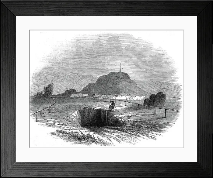 Framed Print : The excavation in which the cists were found - the Mount and Priory ruins, 1845 Framed Print : The excavation in which the cists were found - the Mount and Priory ruins, 1845