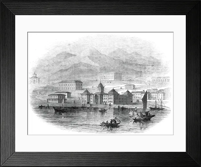 Framed Print : Victoria Barracks, Hong Kong - from a sketch by a correspondent, 1845. Creator: Unknown Framed Print : Victoria Barracks, Hong Kong - from a sketch by a correspondent, 1845. Creator: Unknown
