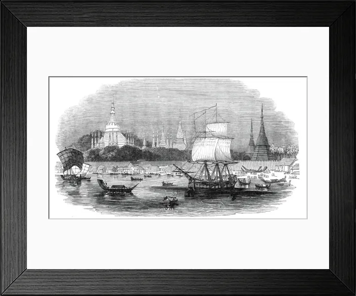 Framed Print : Rangoon, the principal port of the Birman Empire, 1845. Creator: Unknown Framed Print : Rangoon, the principal port of the Birman Empire, 1845. Creator: Unknown