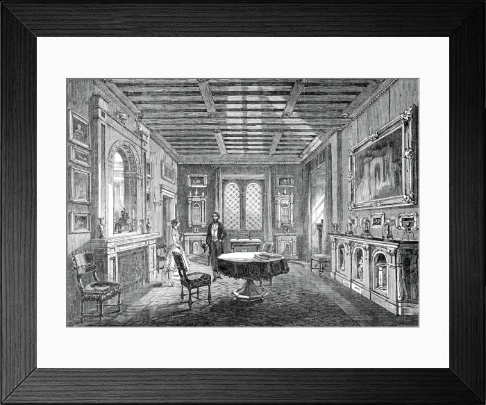 Framed Print : The Crimson Drawing-Room, Lansdown Tower, 1845. Creator: Unknown Framed Print : The Crimson Drawing-Room, Lansdown Tower, 1845. Creator: Unknown