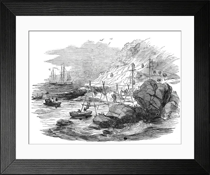 Framed Print : Ichaboe - mode of shipping the guano, 1844. Creator: Unknown Framed Print : Ichaboe - mode of shipping the guano, 1844. Creator: Unknown