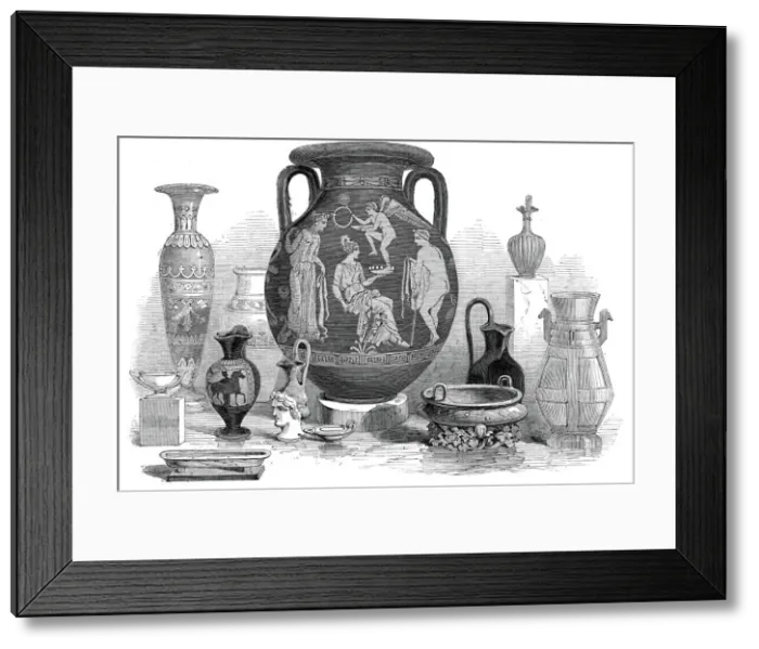 Framed Print : Etruscan vases, Chinese vessels, &c. 1845. Creator: Unknown Framed Print : Etruscan vases, Chinese vessels, &c. 1845. Creator: Unknown