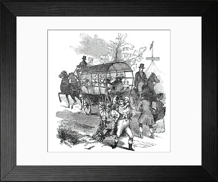 Framed Print : The Road - wagons, etc, 1844. Creator: Unknown Framed Print : The Road - wagons, etc, 1844. Creator: Unknown