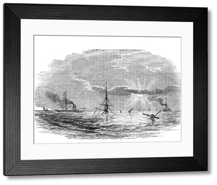 Framed Print : View of the wreck at sunset, 1844. Creator: Unknown Framed Print : View of the wreck at sunset, 1844. Creator: Unknown