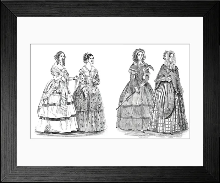 Framed Print : Fashions for August, 1844. Creator: Unknown Framed Print : Fashions for August, 1844. Creator: Unknown