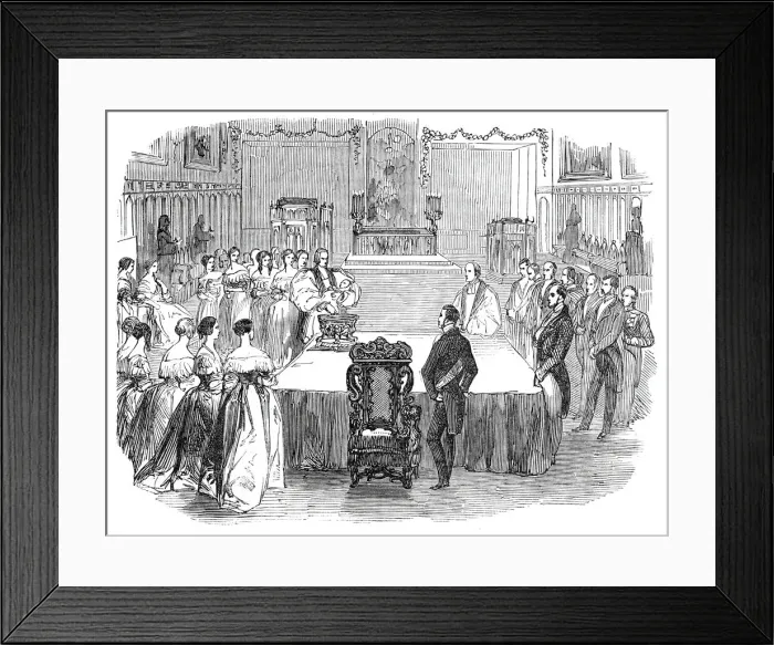 Framed Print : The Christening in the Chapel, 1844. Creator: Unknown Framed Print : The Christening in the Chapel, 1844. Creator: Unknown
