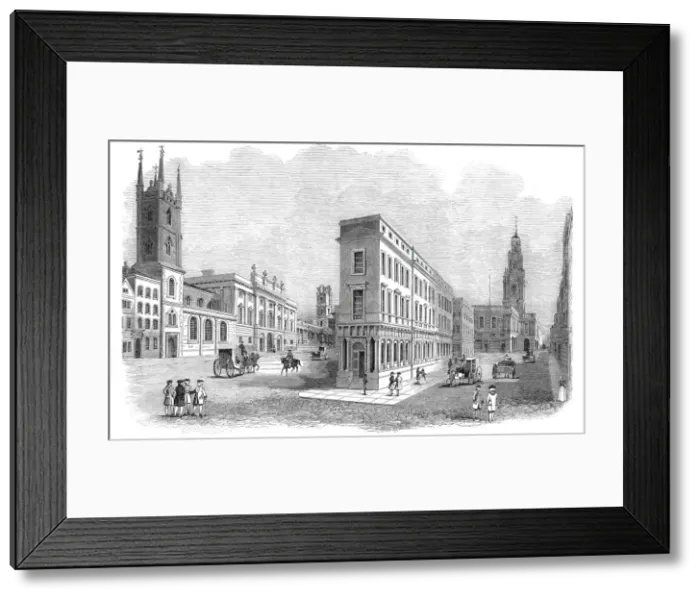 Framed Print : The Royal Exchange and Bank buildings, in 1780, 1844. Creator: Unknown Framed Print : The Royal Exchange and Bank buildings, in 1780, 1844. Creator: Unknown