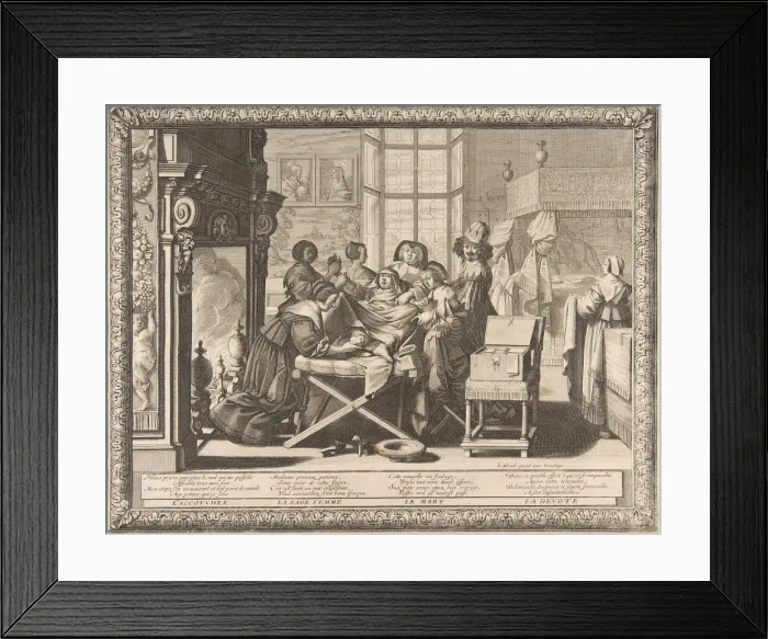 Framed Print : Childbirth, 1633. Creator: Abraham Bosse Framed Print : Childbirth, 1633. Creator: Abraham Bosse