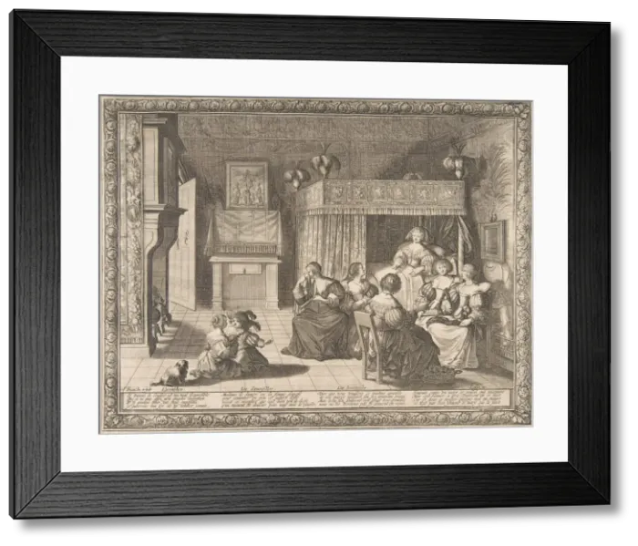 Framed Print : Visit to the New Mother, 1633. Creator: Abraham Bosse Framed Print : Visit to the New Mother, 1633. Creator: Abraham Bosse