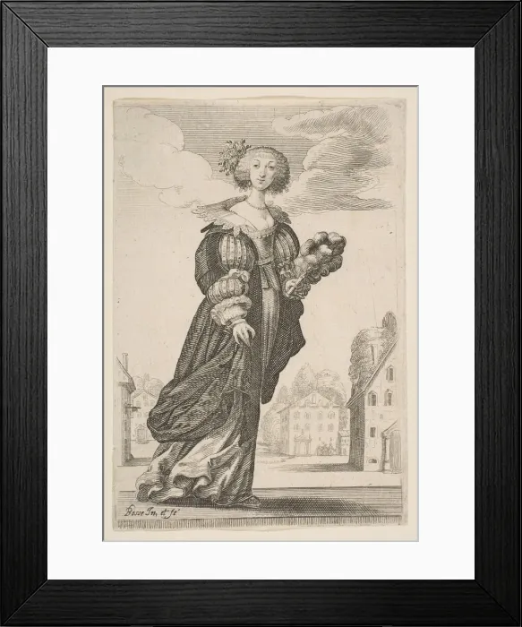 Framed Print : Woman Holding a Fan, 1629. Creator: Abraham Bosse Framed Print : Woman Holding a Fan, 1629. Creator: Abraham Bosse