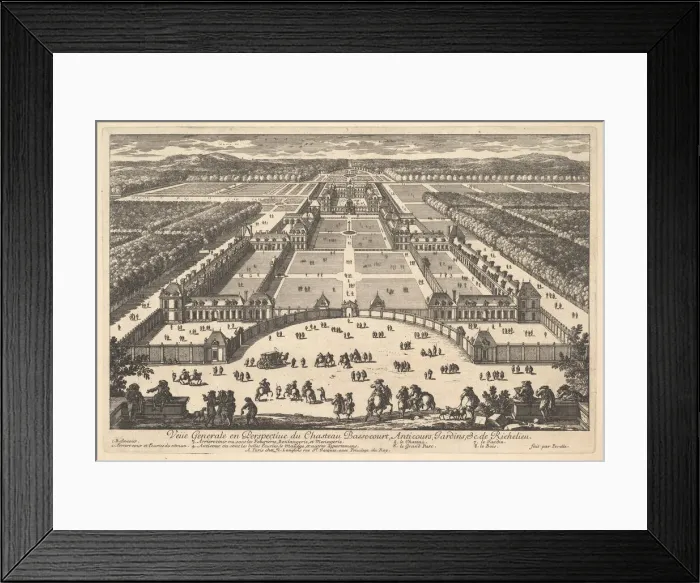 Framed Print : Veüe generale en Perspective du Chateau Bassecourt, Anticours, Jardins, &c