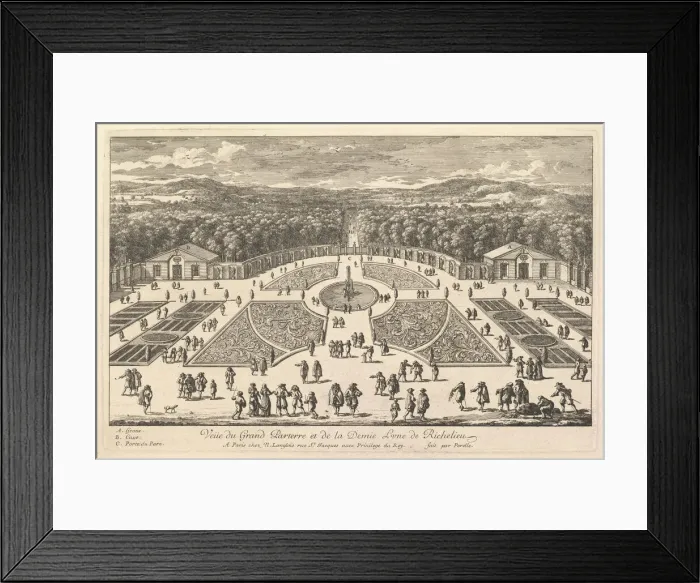 Framed Print : Veüe du Grand Parterre et de la Demie Lune de Richelieu, 17th century Framed Print : Veüe du Grand Parterre et de la Demie Lune de Richelieu, 17th century