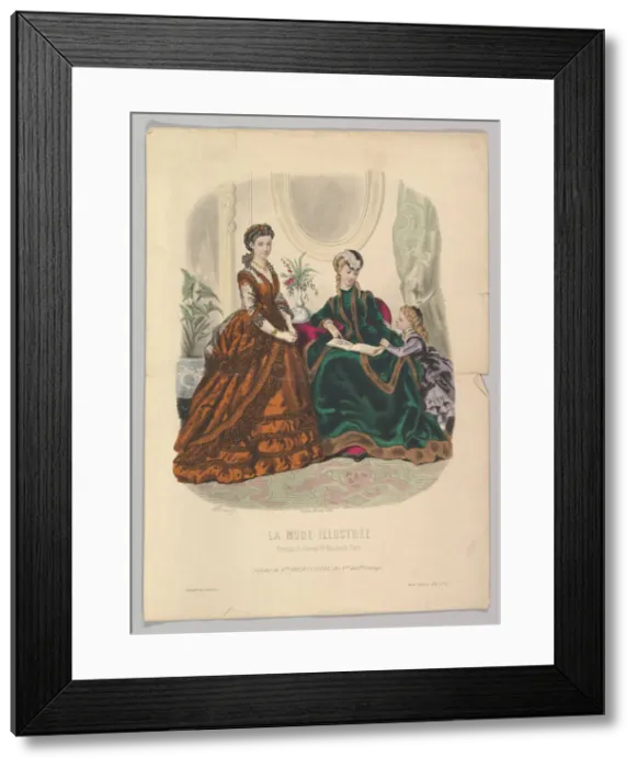 Framed Print : No. 51 from La Mode Illustree, 1869. Creator: Adele-Anais Colin Framed Print : No. 51 from La Mode Illustree, 1869. Creator: Adele-Anais Colin