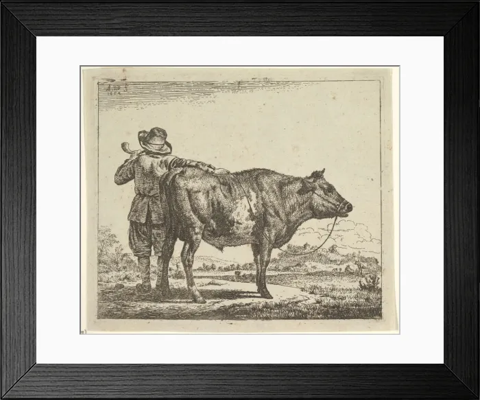Framed Print : Young Herdsman with a Bull, from Different Animals, 1659. Creator: Adriaen van de Velde Framed Print : Young Herdsman with a Bull, from Different Animals, 1659. Creator: Adriaen van de Velde
