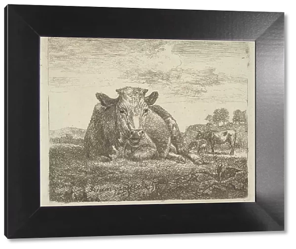 Recumbent Cow, from Different Animals, 1657. Creator: Adriaen van de Velde