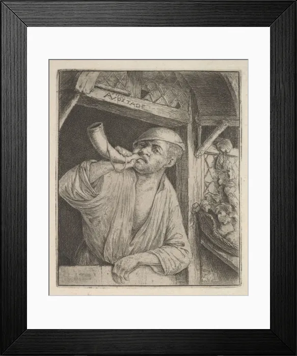 Framed Print : Baker Blowing Horn, 1610-85. Creator: Adriaen van Ostade Framed Print : Baker Blowing Horn, 1610-85. Creator: Adriaen van Ostade