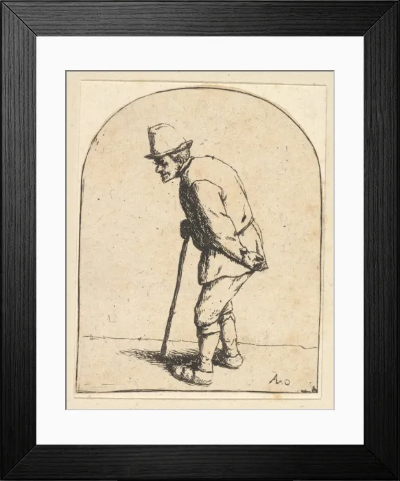 Framed Print : Peasant with Stick, 1610-85. Creator: Adriaen van Ostade Framed Print : Peasant with Stick, 1610-85. Creator: Adriaen van Ostade