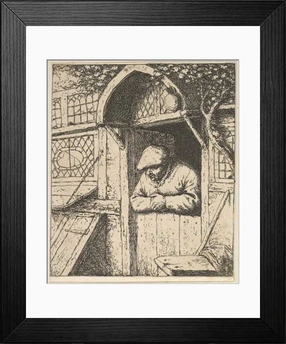 Framed Print : Peasant Leaning on Door, 1610-85. Creator: Adriaen van Ostade Framed Print : Peasant Leaning on Door, 1610-85. Creator: Adriaen van Ostade