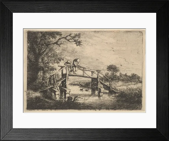 Framed Print : Two Anglers on a Bridge, 1647. Creator: Adriaen van Ostade Framed Print : Two Anglers on a Bridge, 1647. Creator: Adriaen van Ostade