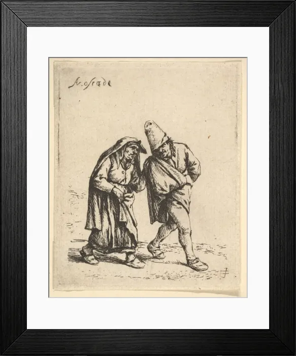 Framed Print : Man and Woman Walking, 1610-85. Creator: Adriaen van Ostade Framed Print : Man and Woman Walking, 1610-85. Creator: Adriaen van Ostade