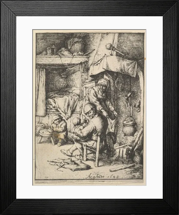 Framed Print : Father Feeding his Child, 1610-85. Creator: Adriaen van Ostade Framed Print : Father Feeding his Child, 1610-85. Creator: Adriaen van Ostade