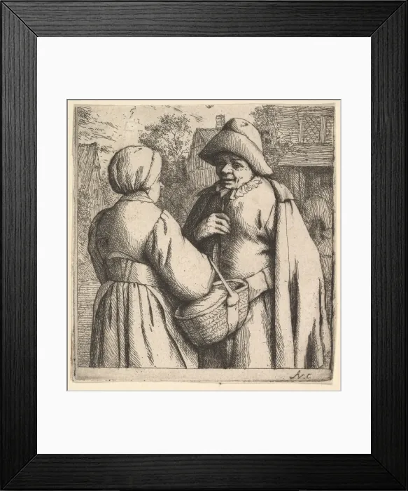Framed Print : Conversation in the Street, 1610-85. Creator: Adriaen van Ostade Framed Print : Conversation in the Street, 1610-85. Creator: Adriaen van Ostade