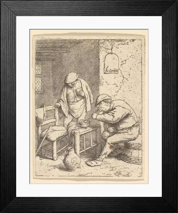 Framed Print : The Smoker and the Drinker, 1682 (?). Creator: Adriaen van Ostade Framed Print : The Smoker and the Drinker, 1682 (?). Creator: Adriaen van Ostade