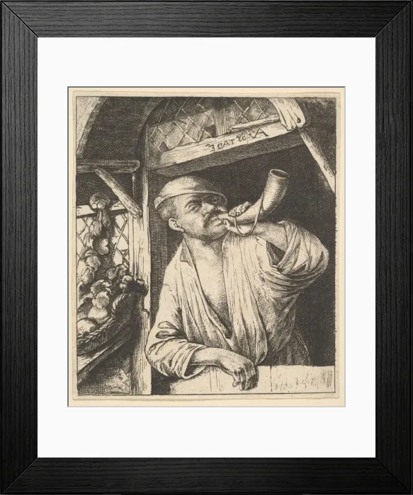 Framed Print : Baker Blowing Horn, 1610-85. Creator: Unknown Framed Print : Baker Blowing Horn, 1610-85. Creator: Unknown