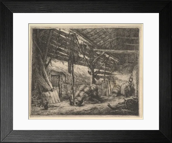 Framed Print : The Barn, 1647. Creator: Adriaen van Ostade Framed Print : The Barn, 1647. Creator: Adriaen van Ostade