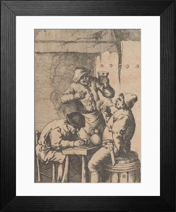Framed Print : Singer Standing Between Two Smokers, 1610-85. Creator: Unknown Framed Print : Singer Standing Between Two Smokers, 1610-85. Creator: Unknown