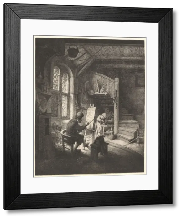 Framed Print : The Painter in His Studio, ca. 1667. Creator: Adriaen van Ostade Framed Print : The Painter in His Studio, ca. 1667. Creator: Adriaen van Ostade