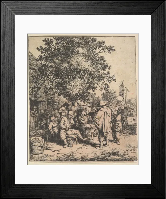 Framed Print : Violinist and Little Organgrinder, 1610-85. Creator: Adriaen van Ostade Framed Print : Violinist and Little Organgrinder, 1610-85. Creator: Adriaen van Ostade