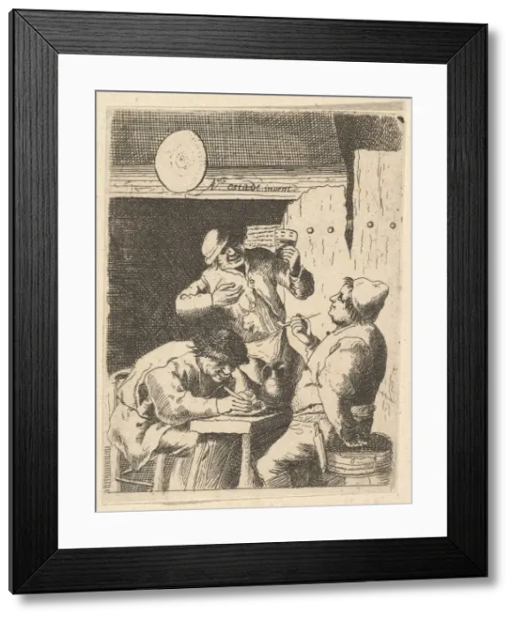 Framed Print : Singer Standing Between Two Smokers, 1610-85. Creator: Unknown Framed Print : Singer Standing Between Two Smokers, 1610-85. Creator: Unknown