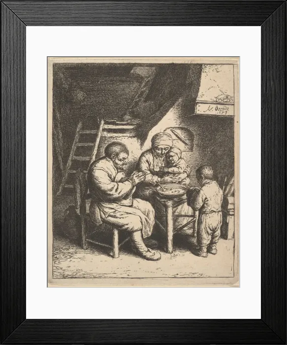 Framed Print : The Blessing, 1610-85. Creator: Adriaen van Ostade Framed Print : The Blessing, 1610-85. Creator: Adriaen van Ostade