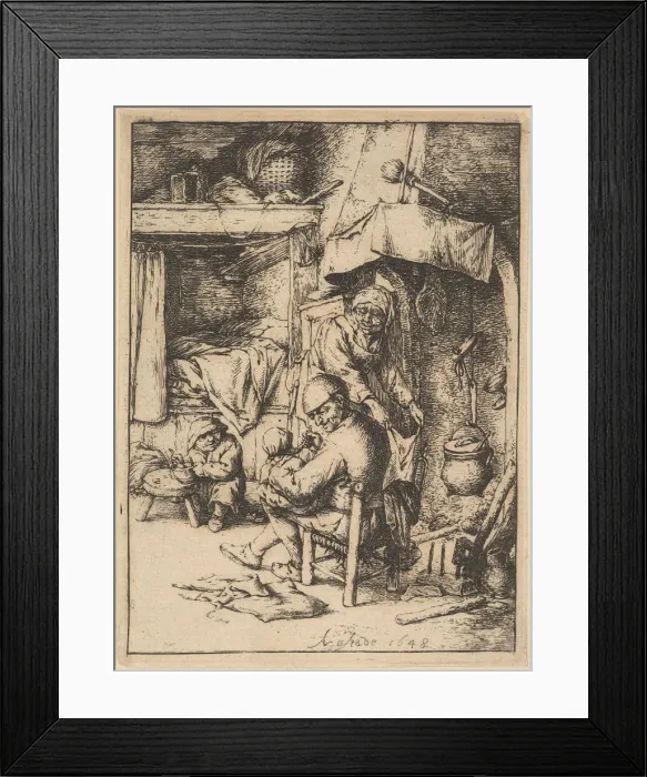 Framed Print : Father of the Family Giving Broth to His Baby, 1610-85. Creator: Adriaen van Ostade Framed Print : Father of the Family Giving Broth to His Baby, 1610-85. Creator: Adriaen van Ostade