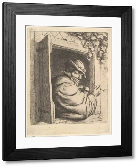 Framed Print : Smoker at the Window, 1610-85. Creator: Adriaen van Ostade Framed Print : Smoker at the Window, 1610-85. Creator: Adriaen van Ostade
