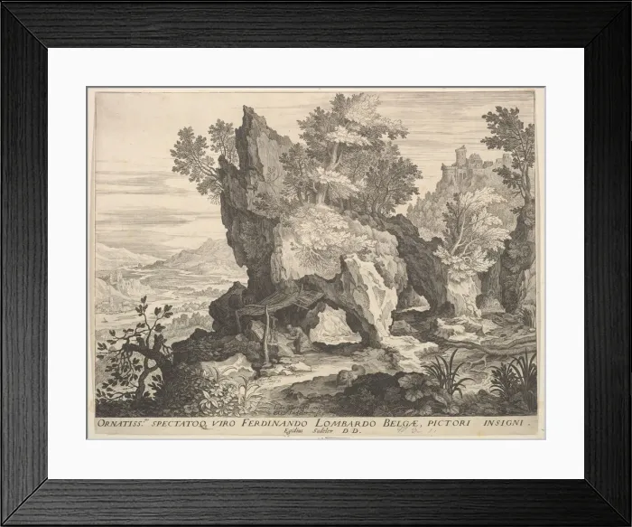 Framed Print : Rocky Landscape with St. Jerome. Creator: Aegidius Sadeler II Framed Print : Rocky Landscape with St. Jerome. Creator: Aegidius Sadeler II