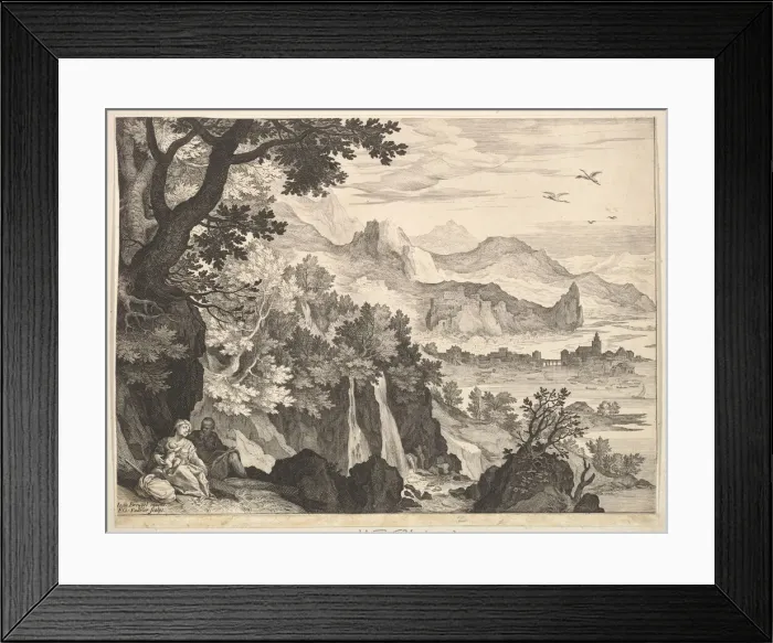 Framed Print : Mountainous Landscape with the Rest on the Flight into Egypt. n. d Framed Print : Mountainous Landscape with the Rest on the Flight into Egypt. n. d